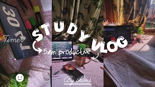 Productive study vlog📚✍️🎧⏳☕✨ 5AM wake up productive morning☀️⏰ studying📖 notes taking 📝🤍 [upl. by Quillan]