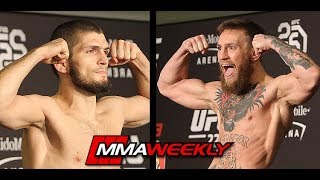 Khabib Nurmagomedov and Conor McGregor UFC 229 Official WeighIn [upl. by Nuawed436]