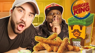 JALAPENO CHICKEN FRIES BURGER KING Taste Test REACTION [upl. by Ecirehc]