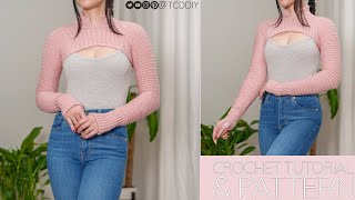 How to Crochet Shrug w Thumbholes  Pattern amp Tutorial DIY [upl. by Naired]