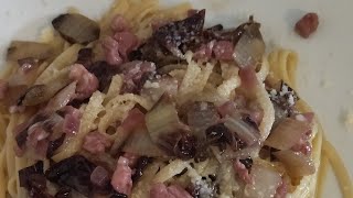 ricetta facile linguine con pancetta e radicchio [upl. by Ellimahs41]