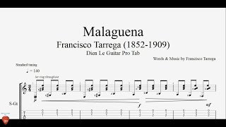 Francisco Tarrega  Malaguena  Guitar Tutorial  TAB [upl. by Navinod]