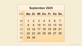 Kalender September 2025 [upl. by Therron]