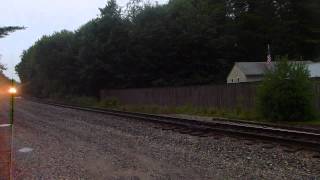 Amtrak Heritage unit 822 leads a late Downeaster in Kennebunk Maine [upl. by Acilejna]