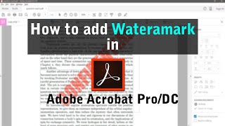 How to add Watermark in Adobe Acrobat DC  Tutorial  Adobe Acrobat DC [upl. by Dhaf]