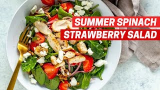 STRAWBERRY SPINACH SALAD WITH CHICKEN  PERFECT summer recipe [upl. by Luap]