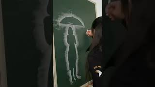 This girl uses CHALK to create UNBELIEVABLE Art shorts [upl. by Ylerebmik]