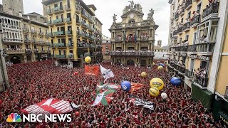 Bullrunning San Fermin festival gets underway in Pamplona [upl. by Eenahc]