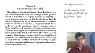 Benthams Utilitarianism  Part 1 [upl. by Emarej]