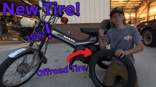 I Put A Huge Offroad Tire On My 1982 Moped [upl. by Aicenad]