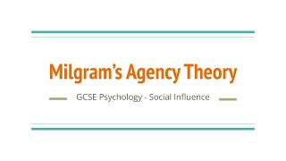 Milgrams Agency Theory [upl. by Einapets]