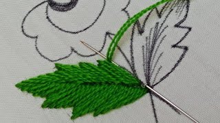 Simple Blanket Stitch leaf Embroidery tutorial 3D Diy Embroidery [upl. by Mauricio453]