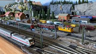 Fleischmann Minitrix and Piko N gauge trains around St Johann [upl. by Gwendolen]