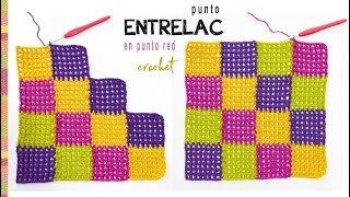 Entrelac en punto red para colchas de bebé tejido a crochet Tejiendo Perú [upl. by Grosz]