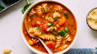 1Pot Vegan Minestrone Soup  Minimalist Baker Recipes [upl. by Elbert942]