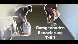 Garagenbodenrenovierung Teil 1  grundieren  nivellieren mit Fließestrich  Baustelle VLOG DIY [upl. by Aneris]