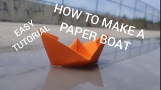 How to make a paper boat easy tutorial [upl. by Mcclees]