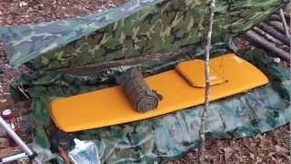 2 Bushcraft US Military Poncho Survival Tarp Shelter Set ups [upl. by Atsirtal810]