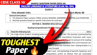 Toughest PAPER 🔥 Class 10 English Sample Paper 202324  English Sample Paper Solution [upl. by Nosirrah]