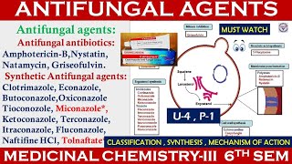 Antifungal Agents  Antibiotics amp Azole Antifungal Drug  Medicinal Chemistry3  U4 BP601T [upl. by Nnyllaf]