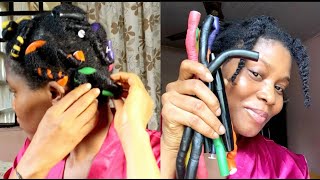 How TO FLEXI ROD SET on natural hairHorseshoe method first try [upl. by Llemert]