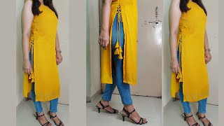 New Design Kurti Cutting and StitchingLatest Designer Side Dori Kurti CuttingSuit Cutting [upl. by Wolsniw]