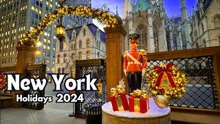 4k NYC Christmas Walk 2024  Cartier Light Show  Lotte New York Palace [upl. by Liggitt385]