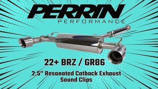 22 BRZ  GR86  Perrin 25quot Resonated Catback Exhaust amp JDL UEL Header  Sound Clips [upl. by Atnuahs]