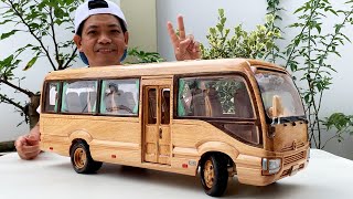 Wood Carving  TOYOTA COASTER MINI BUS  Woodworking Art [upl. by Aicatsan]