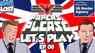 Papers Please Lets Play  English Border Patrol Part 08 [upl. by Ahsillek]