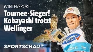 Vierschanzentournee Kobayashi Gesamtsieger vor Wellinger l Sportschau [upl. by Ynalem409]