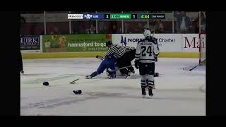 Dilan Savenkov First pro fight ECHL hockey fight TroisRivières Lions vs Maine Mariners [upl. by Lodmilla]