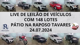 LIVE DE LEILÃO DE VEÍCULOS NA MILAN LEILÕES COM 148 LOTES DO DIA 24072024 [upl. by Erreid355]