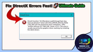 Fixing DirectX Error DX12RendererwaitOnSwapChain GPU Timeout Detected [upl. by Runkel231]