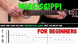 MISSISSIPPI  Easy guitar melody lesson for beginners with tabs  Pussycat [upl. by Jacquelynn174]