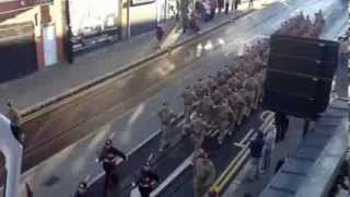 Fusiliers marching into Rochdale Town Centre [upl. by Mcdowell]