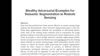 Stealthy Adversarial Examples for Semantic Segmentation in Remote Sensing [upl. by Iggam197]