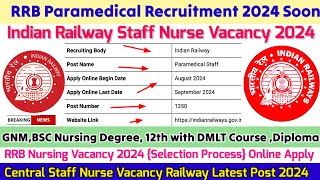 Railway Staff Nurse Vacancy 2024Staff Nurse Vacancy 2024RRB Nursing RecruitmentRRB Staff Nurse [upl. by Iinden75]