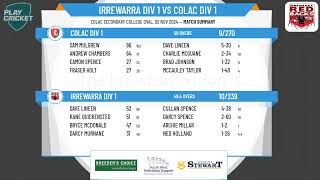 Irrewarra Div 1 v Colac Div 1 [upl. by Schoenfelder58]