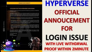 Hyperverse Official Annoucement For Hyperverse Login Issue [upl. by Elahcim715]