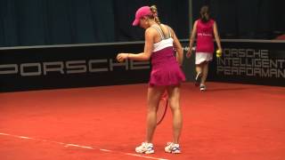 Alize Cornet service  return game vs Carla Suarez Navarro  Porsche Tennis Grand Prix 2012 [upl. by Adnwahs]