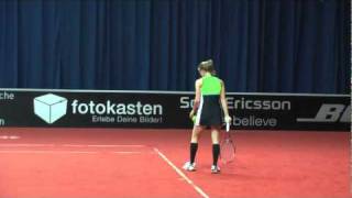 Anna Chakvetadze vs Regina Kulikova serving  Porsche Tennis Grand Prix 201 [upl. by Demmahom268]