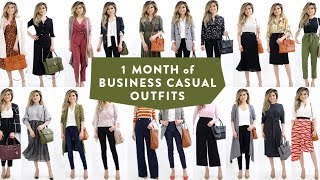 1 MONTH OF BUSINESS CASUAL OUTFIT IDEAS  Smart Casual Work Office Wear Lookbook Women  Miss Louie [upl. by Aisek966]