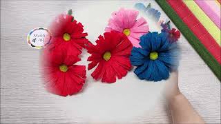 ŁATWY KWIATEK Z BIBUŁY marszczonej 🌸 EASY CREPE PAPER FLOWER 🌸 Kwiaty z krepiny🌸Tutorial DIY [upl. by Jacquet189]