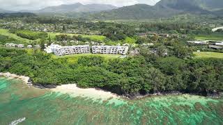 Hideaways Beach in Princeville Kauai Hawaii  drone flyover [upl. by Irak]