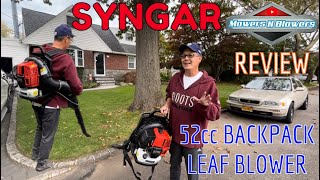 Syngar Backpack Cordless Leaf Blower 52CC 2 Stroke 174MPH 530CFM Gas Powered wExtention Tube 401 [upl. by Kristofor382]