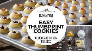 EASY THUMBPRINT COOKIES  Jam or Chocolate Filled [upl. by Yenor]