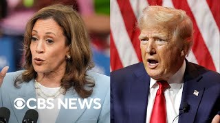 Harris taunts Trump for refusing to commit to debate [upl. by Yatnwahs935]