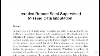 Iterative Robust Semi Supervised Missing Data Imputation [upl. by Ellerahs]