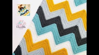 CROCHET CHEVRON STITCH  EASY BABY BLANKET [upl. by O'Dell]